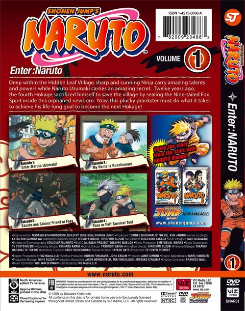 Naruto DVD 1 Back Cover